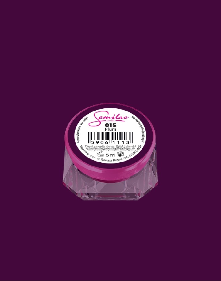 015 Kolorowy lakier żelowy UV Gel Color Semilac Plum 5ml