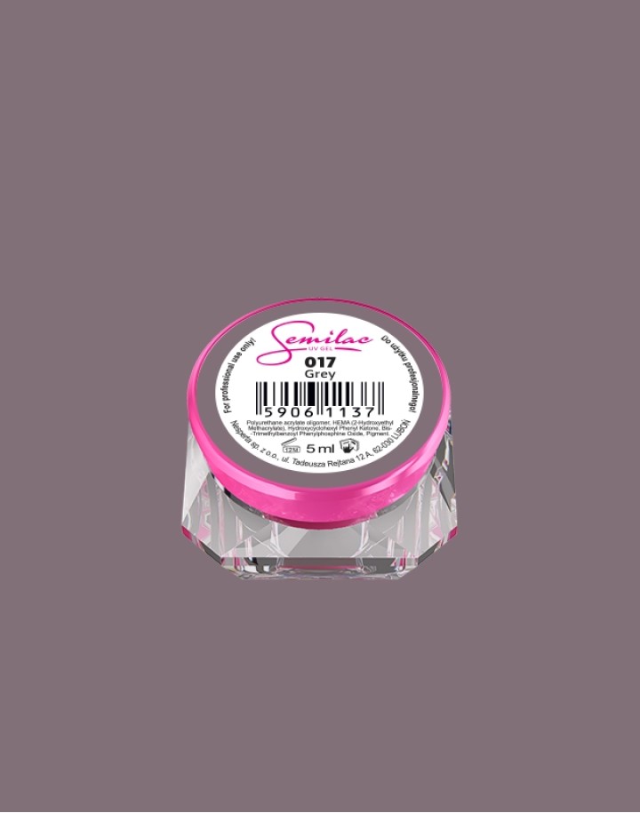 017 Kolorowy lakier żelowy UV Gel Color Semilac Grey 5ml
