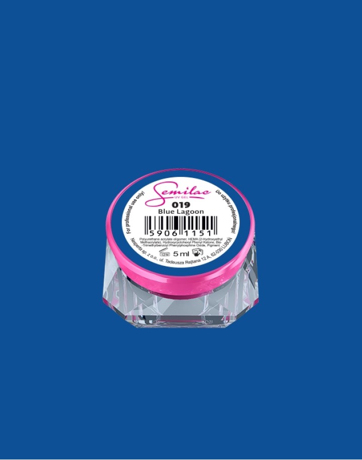 019 Kolorowy lakier żelowy UV Gel Color Semilac Blue Lagoon 5ml