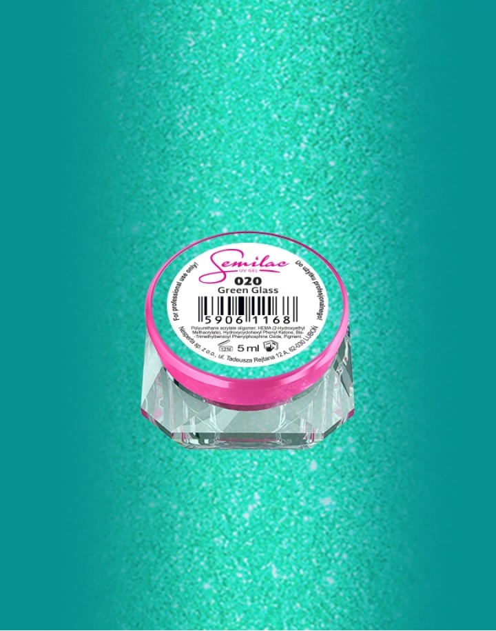 020 Kolorowy lakier żelowy UV Gel Color Semilac Green Glass 5ml