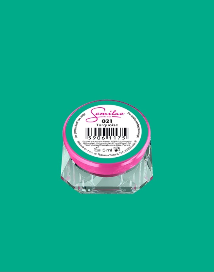 021 Kolorowy lakier żelowy UV Gel Color Semilac Turquoise 5ml