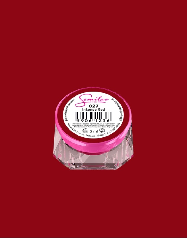 027 Kolorowy lakier żelowy UV Gel Color Semilac Intense Red 5ml