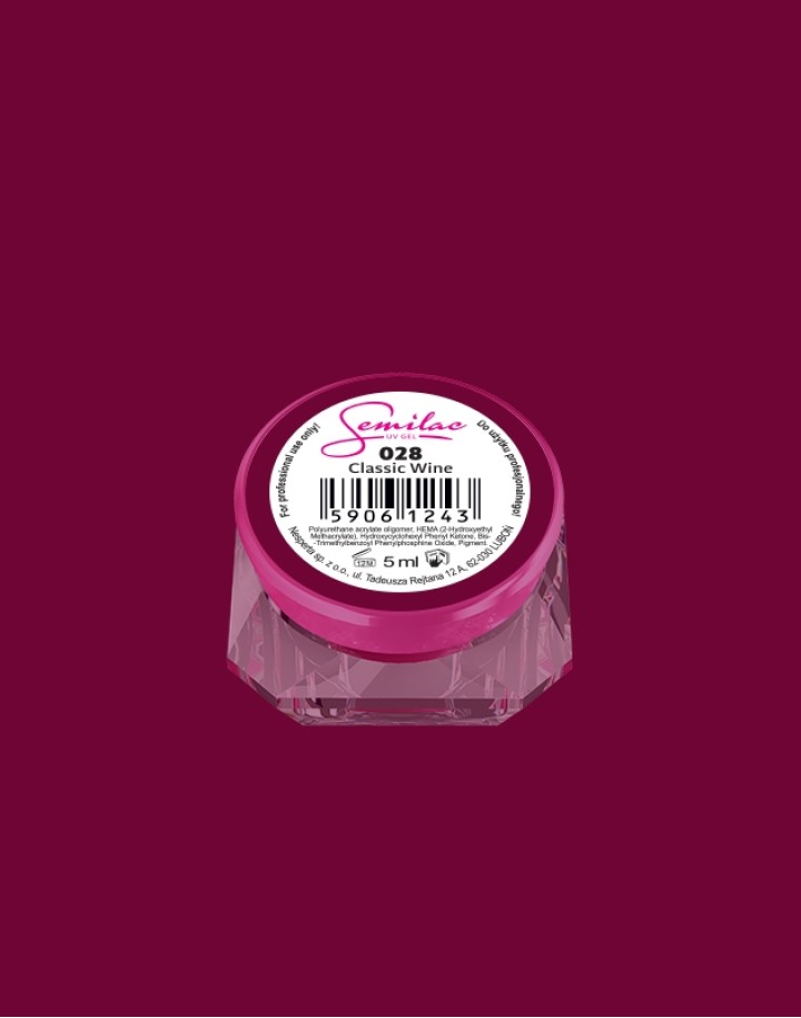 028 Kolorowy lakier żelowy UV Gel Color Semilac Classic Wine 5ml