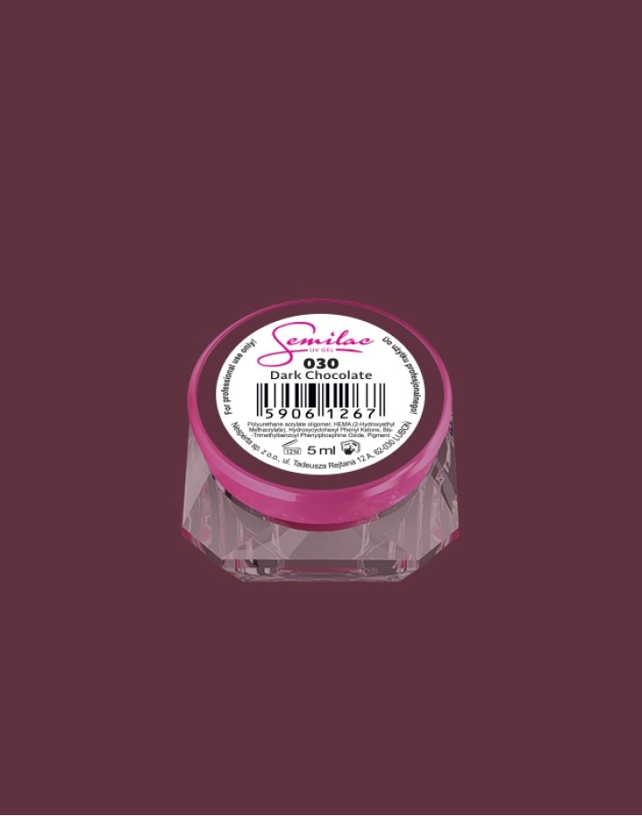 030 Kolorowy lakier żelowy UV Gel Color Semilac Dark Chocolate 5ml