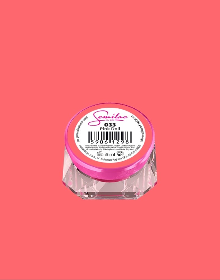 033 Kolorowy lakier żelowy UV Gel Color Semilac Pink Doll 5ml