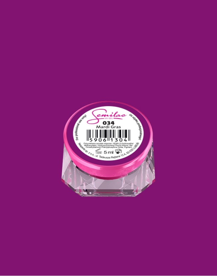 034 Kolorowy lakier żelowy UV Gel Color Semilac Mardi Gras 5ml