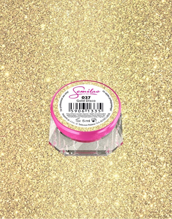 037 Kolorowy lakier żelowy UV Gel Color Semilac Gold Disco 5ml