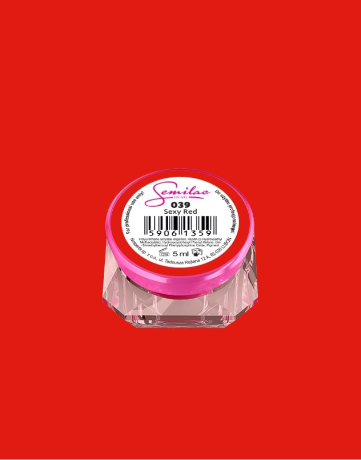 039 Kolorowy lakier żelowy UV Gel Color Semilac Sexy Red 5ml