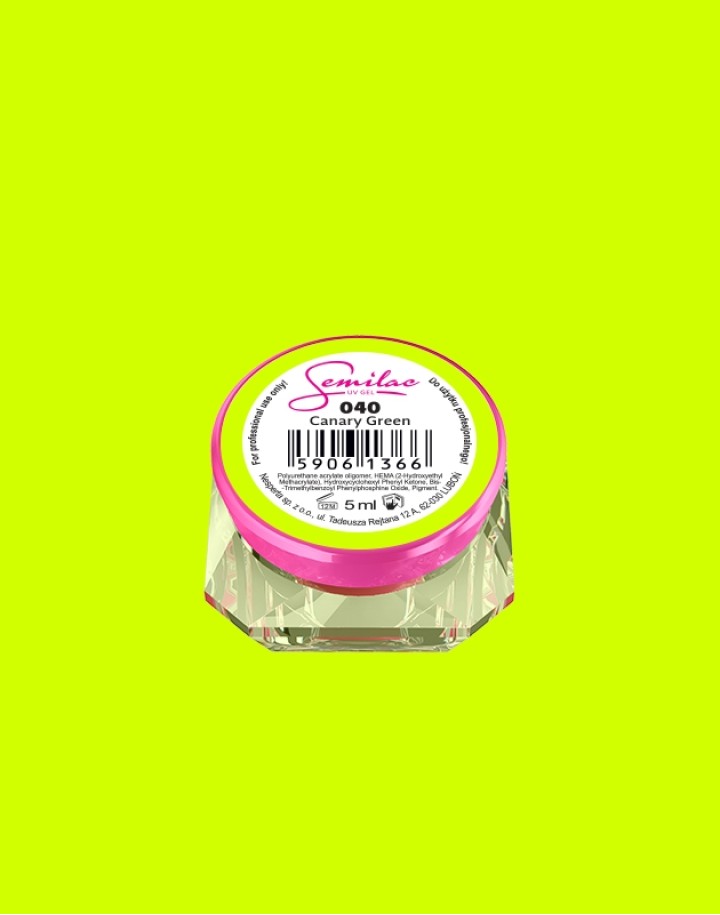 040 Kolorowy lakier żelowy UV Gel Color Semilac Canary Green 5ml
