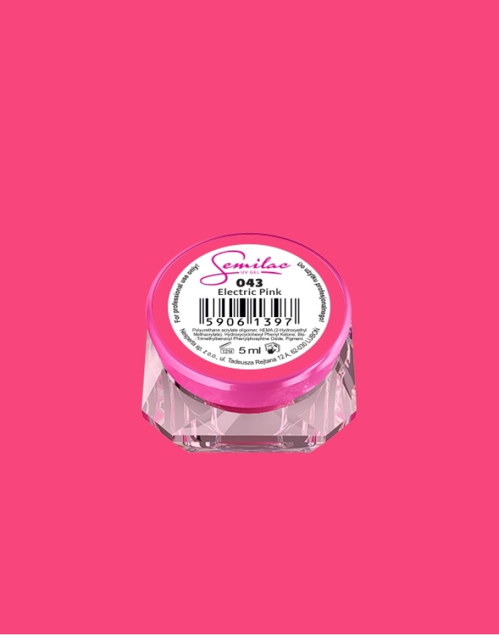 043 Kolorowy lakier żelowy UV Gel Color Semilac Electric Pink 5ml