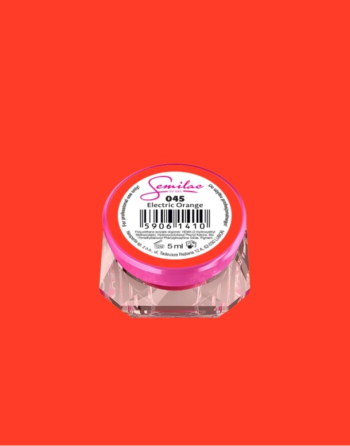 045 Kolorowy lakier żelowy UV Gel Color Semilac Electric Orange 5ml