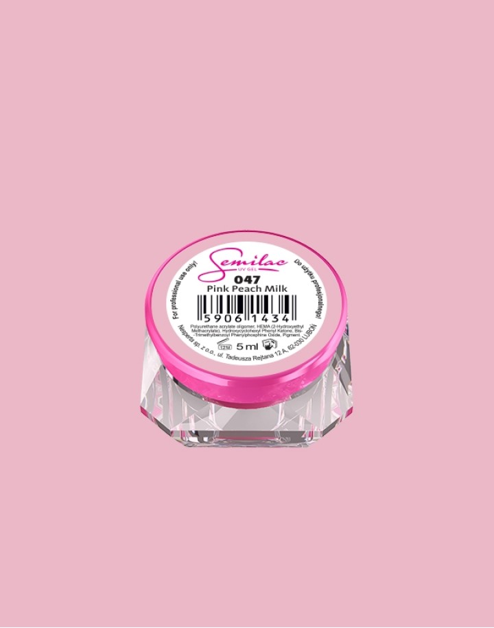 047 Kolorowy lakier żelowy UV Gel Color Semilac Pink Peach Milk 5ml