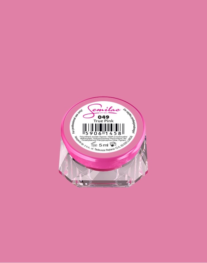 049 Kolorowy lakier żelowy UV Gel Color Semilac True Pink 5ml