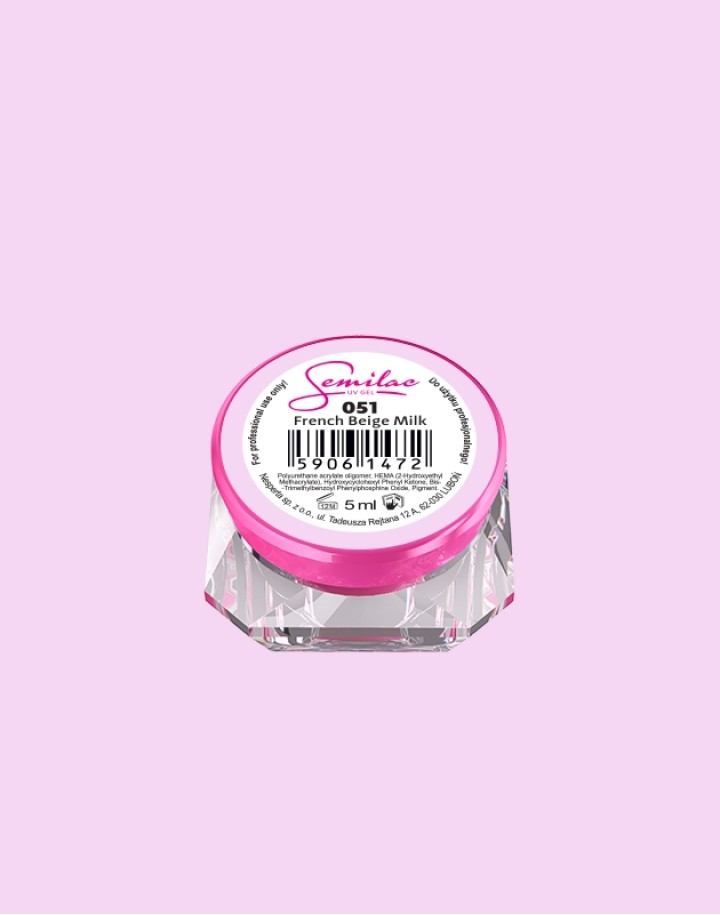 051 Kolorowy lakier żelowy UV Gel Color Semilac French Beige Milk 5ml