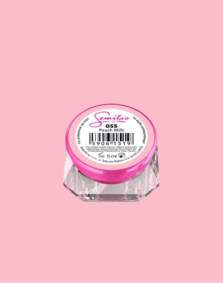055 Kolorowy lakier żelowy UV Gel Color Semilac Peach Milk 5ml