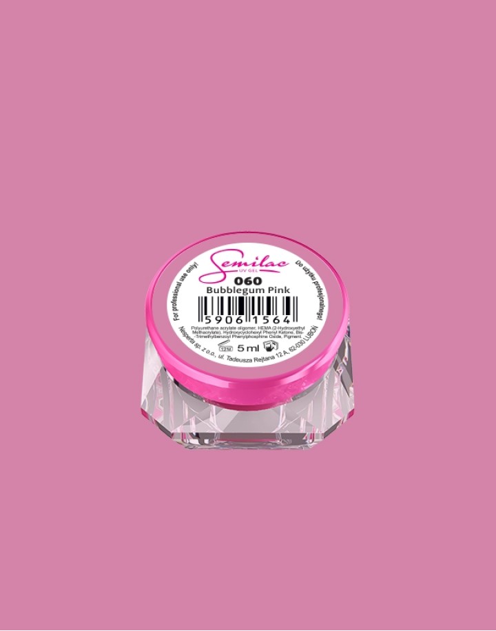 060 Kolorowy lakier żelowy UV Gel Color Semilac Bubblegum Pink 5ml
