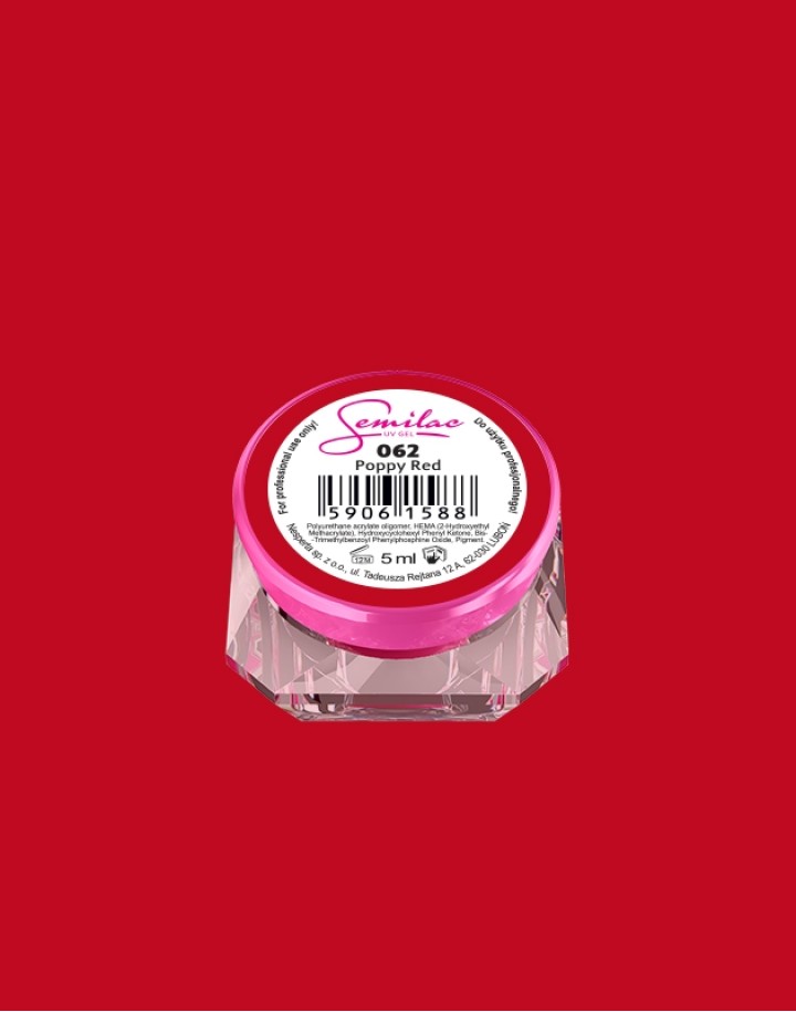 062 Kolorowy lakier żelowy UV Gel Color Semilac Poppy Red 5ml