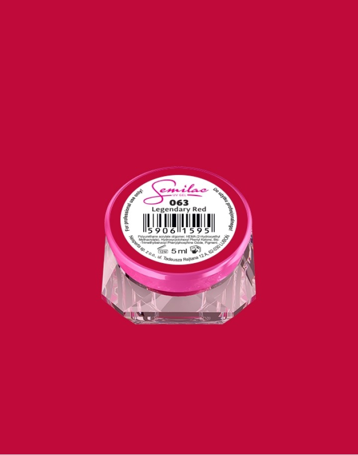 063 Kolorowy lakier żelowy UV Gel Color Semilac Legendary Red 5ml
