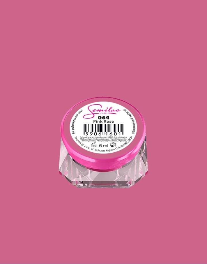 064 Kolorowy lakier żelowy UV Gel Color Semilac Pink Rose 5ml