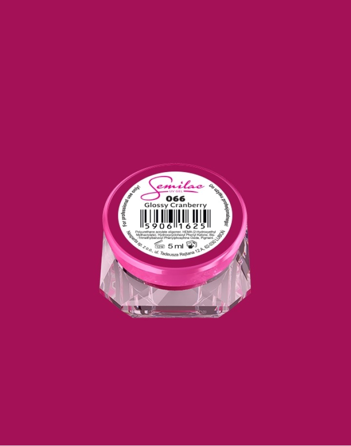 066 Kolorowy lakier żelowy UV Gel Color Semilac Glossy Cranberry 5ml