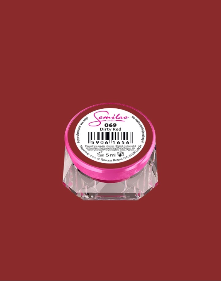 069 Kolorowy lakier żelowy UV Gel Color Semilac Dirty Red 5ml