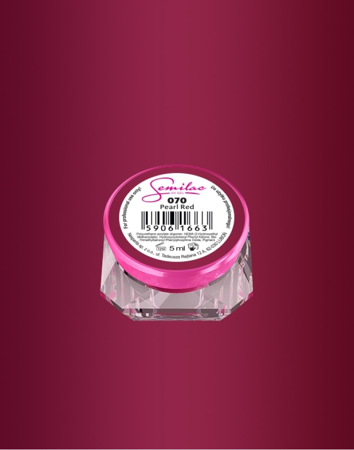 070 Kolorowy lakier żelowy UV Gel Color Semilac Pearl Red 5ml