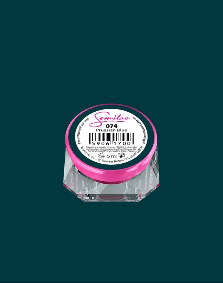 074 Kolorowy lakier żelowy UV Gel Color Semilac Prussian Blue 5ml