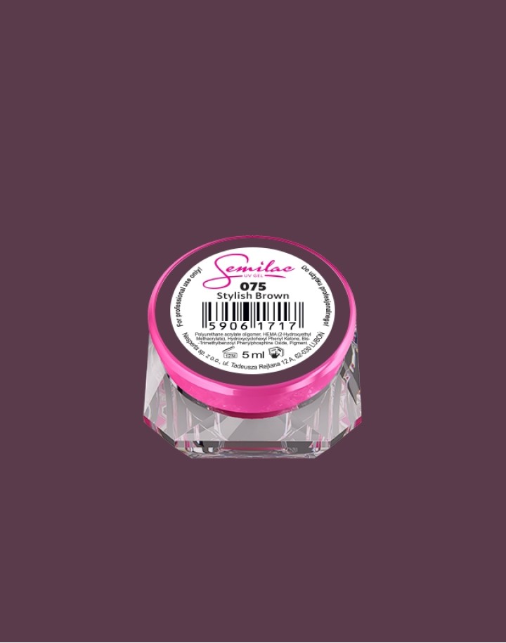 075 Kolorowy lakier żelowy UV Gel Color Semilac Stylish Brown 5ml