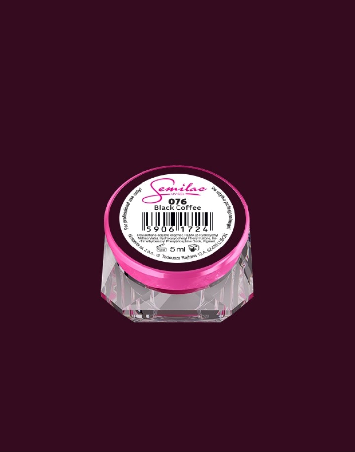 076 Kolorowy lakier żelowy UV Gel Color Semilac Black Coffee 5ml