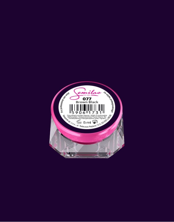 077 Kolorowy lakier żelowy UV Gel Color Semilac Brown Black 5ml
