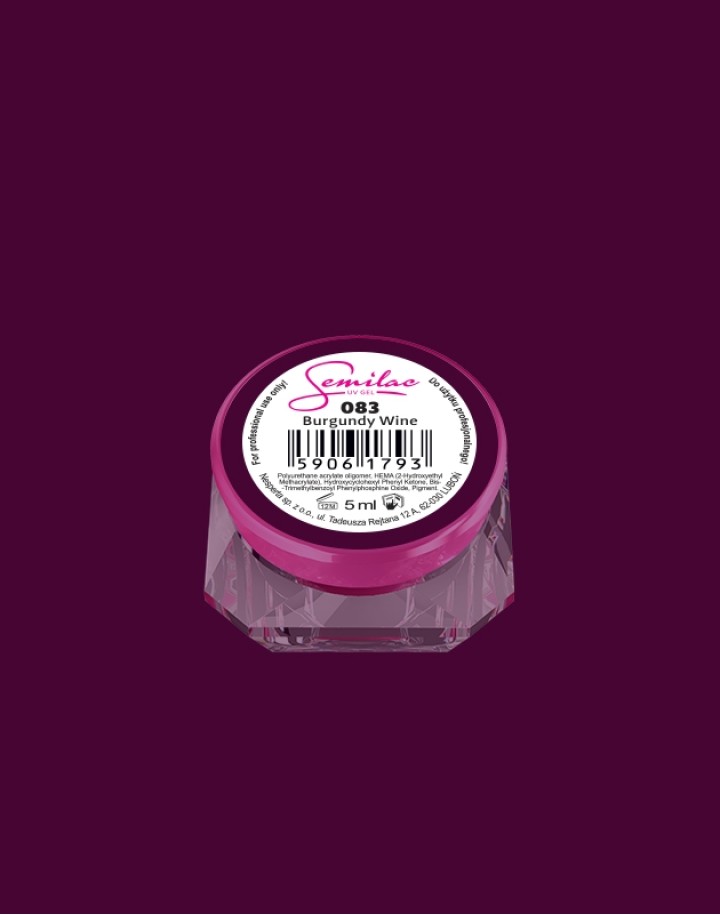 083 Kolorowy lakier żelowy UV Gel Color Semilac Burgundy Wine 5ml