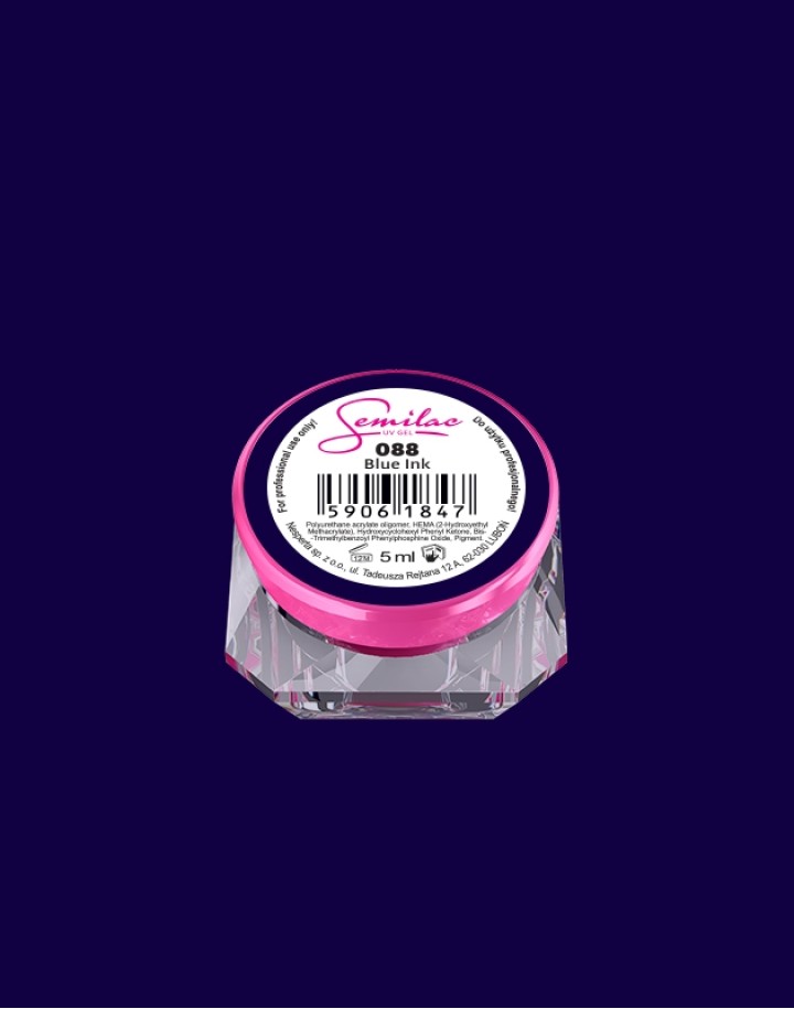 088 Kolorowy lakier żelowy UV Gel Color Semilac Blue Ink 5ml