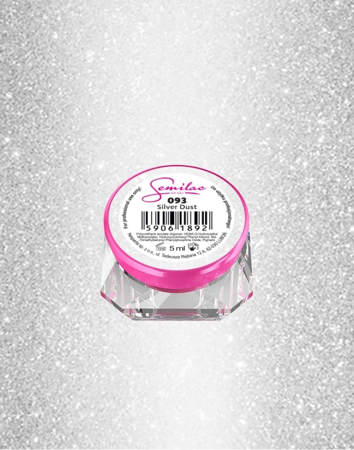 093 Kolorowy lakier żelowy UV Gel Color Semilac Silver Dust 5ml