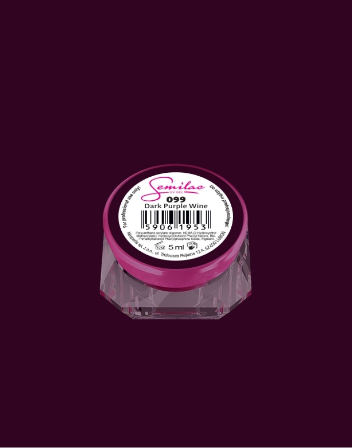 099 Kolorowy lakier żelowy UV Gel Color Semilac Dark Purple Wine 5ml