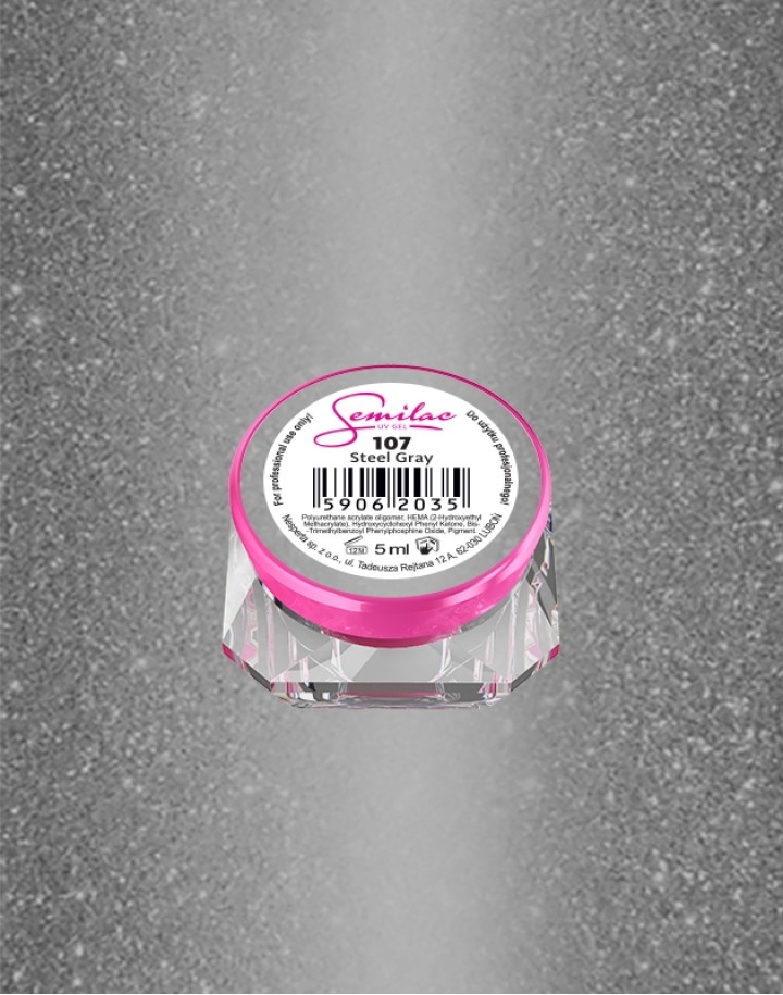 107 Kolorowy lakier żelowy UV Gel Color Semilac Steel Gray 5ml