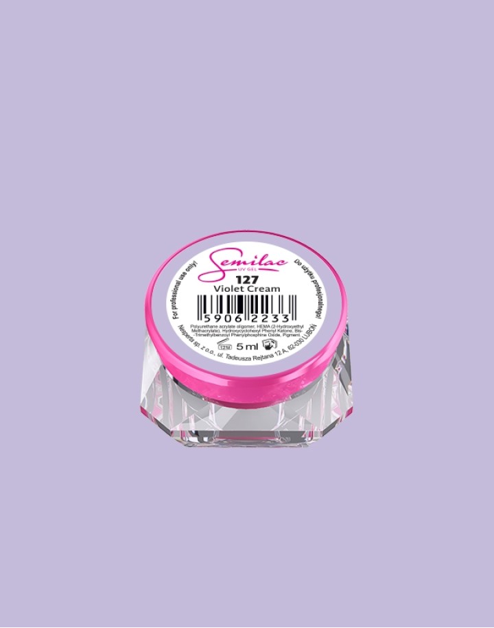 127 Kolorowy lakier żelowy UV Gel Color Semilac Violet Cream 5ml