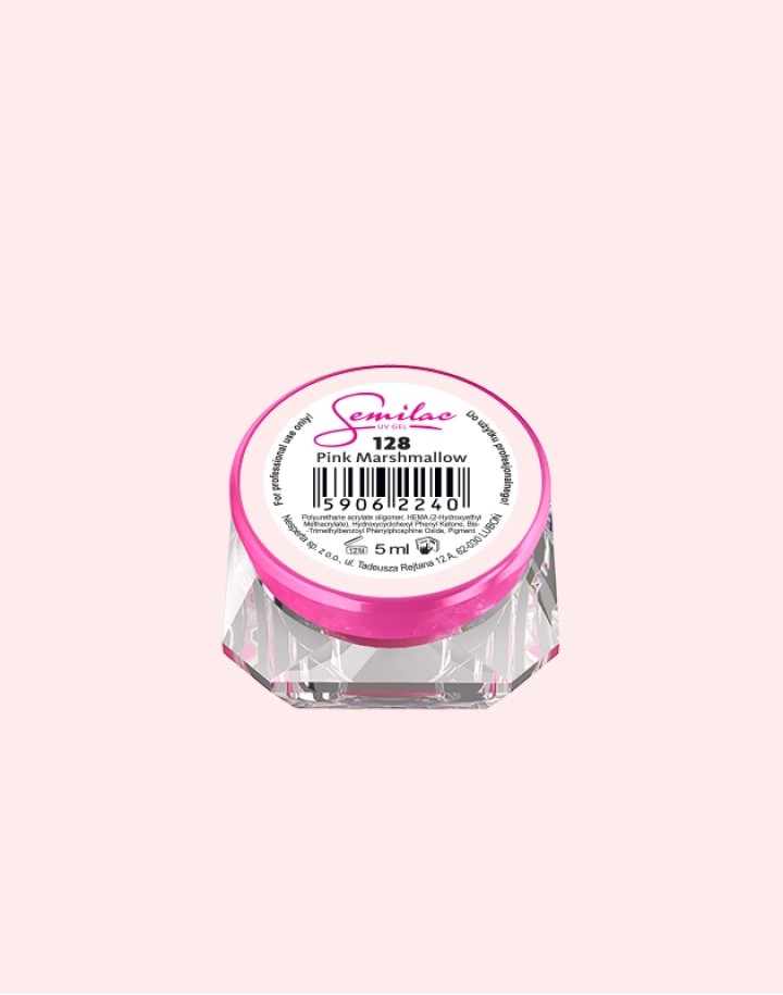 128 Kolorowy lakier żelowy UV Gel Color Semilac Pink Marshmallow 5ml