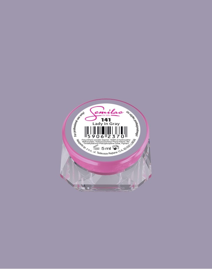 141 Kolorowy lakier żelowy UV Gel Color Semilac Lady in Gray 5 ml