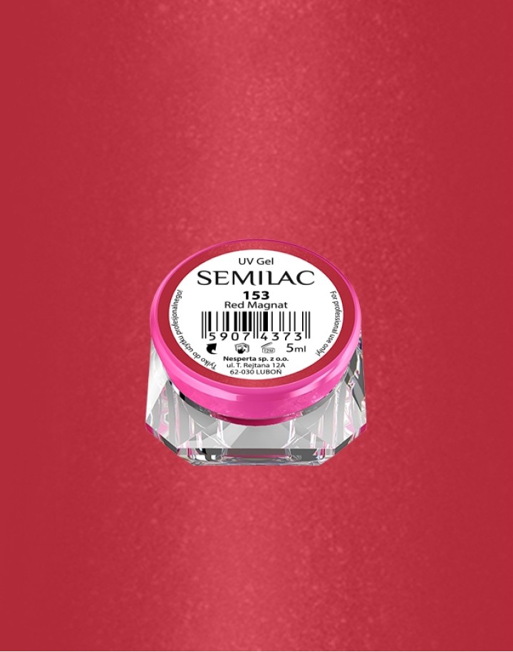 153 Kolorowy lakier żelowy UV Gel Color Semilac Red Magnat 5ml